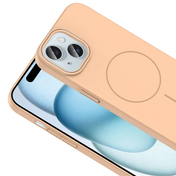 iPhone 15 Kılıf Kablosuz Şarj Özellikli Ruby Silikon Kapak - Resim 6