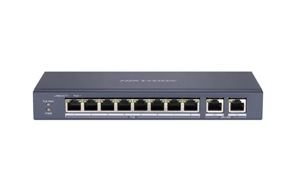 Hikvision DS-3E310P-E/M(B) 8 Port PoE (80W) 10/100Mbps + 2GE Uplink Switch ürün görseli 1