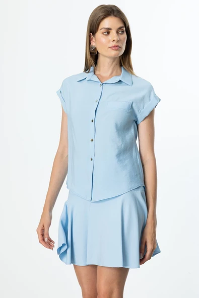On Kısa Kol Gömlek Haki - Resim 3