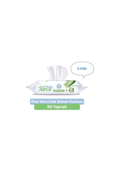 Baby Turco Soft Care Aloe Vera Islak Mendil 90 Lı Paket 6 Adet 540 Yaprak ürün görseli 1