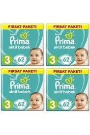 PRİMA AKTİF BEBEK NO:3 MİDİ EKONOMİK PAKET 6/10 KG 248 ADET ürün görseli 1