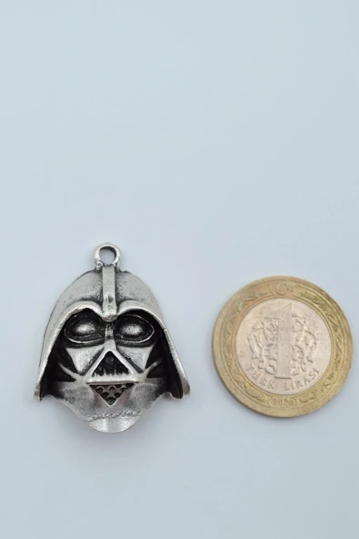 Star Wars - Darth Vader Gümüş Kaplama Örme Zincir Kolye - Resim 4