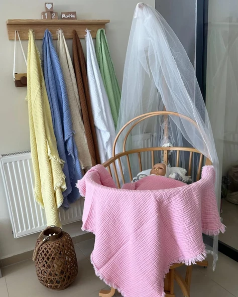 Bebekler İçin Çok Amaçlı Müslin Örtü - 100 x 100 cm ürün görseli 1