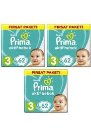 PRİMA AKTİF BEBEK NO:3 MİDİ EKONOMİK PAKET 6/10 KG 186 ADET ürün görseli 1
