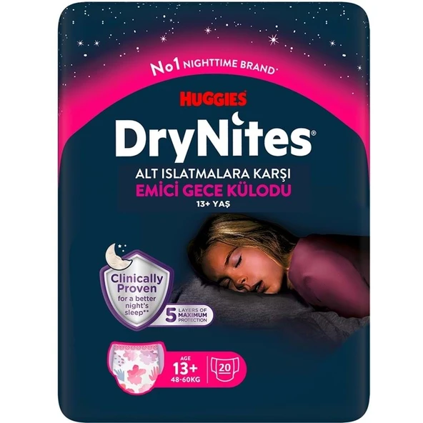 Drynites Emici Gece Külodu/Külot Bez Kız 13+ Yaş (48-60KG) X Large 20 Adet Mega Pk ürün görseli 1