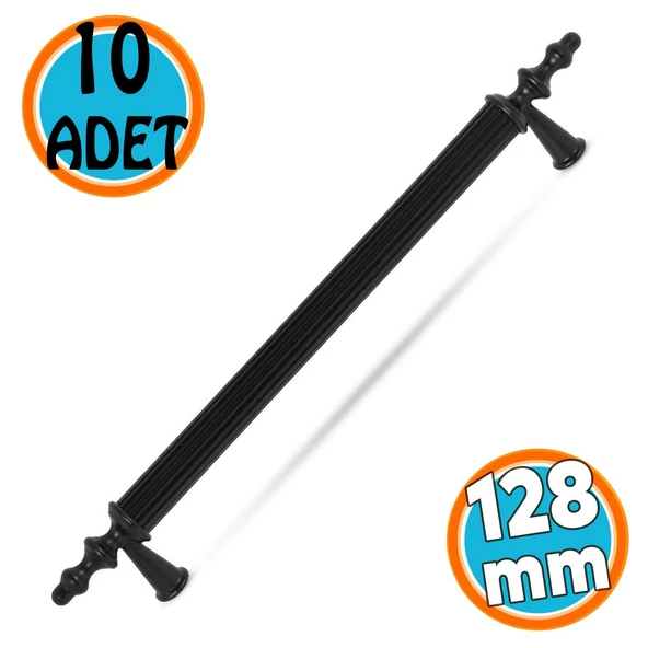 (SERT PLASTİK) 10 Adet Polavit 128 Mm Siyah Mobilya Mutfak Çekmece Dolap Dolabı Kulpu Kulbu Kulpları ürün görseli 1