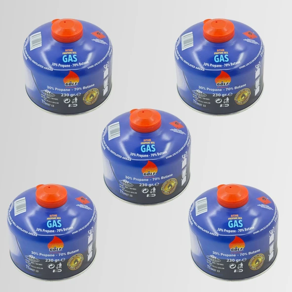 5'li Set - GOLF Butan Propan Kamp Gazı Valfli Kartuş 230 GR ürün görseli 1
