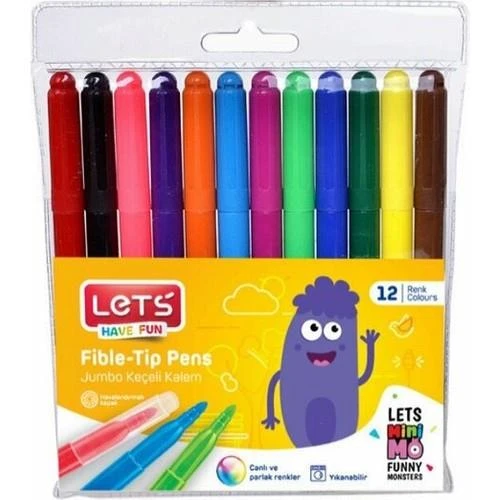 LETS KEÇELİ KALEM 12 RENK JUMBO L-7012 ürün görseli 1