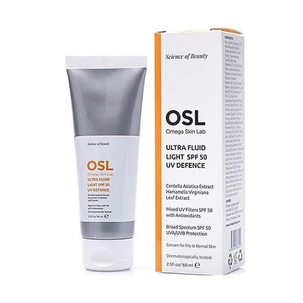 Omega Skin Lab Ultra Fluid Light SPF50 UV Defence Yağlı Ciltler İçin Güneş Koruyucu Krem 50 ml ürün görseli 1