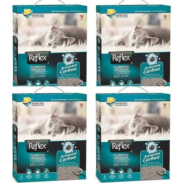 Reflex Aktif Karbonlu Kedi Kumu 6 L x 4 Adet ürün görseli 1