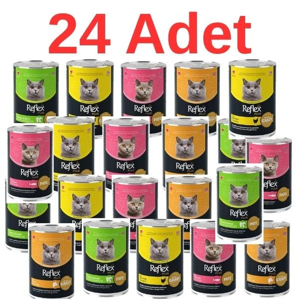 Reflex Plus Karışık Kedi Konservesi 400 gr x 24 Adet ürün görseli 1