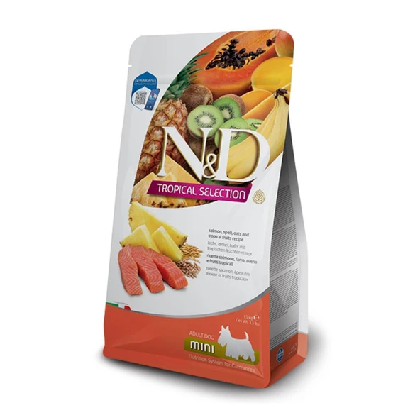 N&D Tropical Selection Somonlu ve Tropikal Meyveli Mini Irk Yetişkin Köpek Maması 1,5 kg ürün görseli 1
