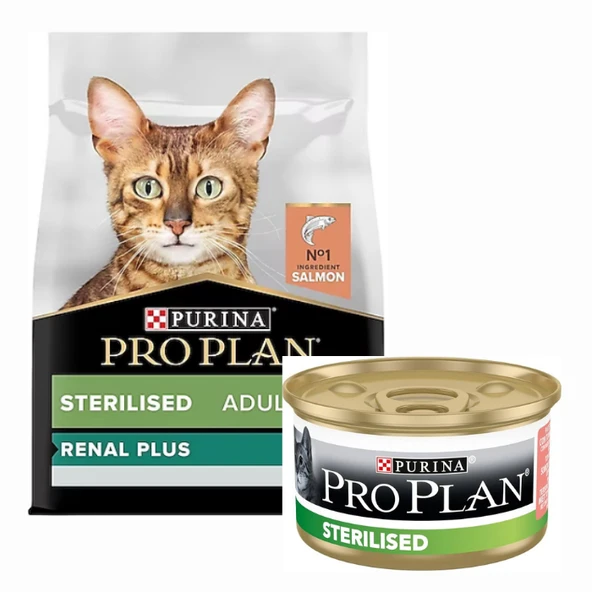 Pro Plan Sterilised Somonlu Kısırlaştırılmış Kedi Maması 3 kg + Sterilised Somonlu Yaş Kedi Maması 85 G ürün görseli 1