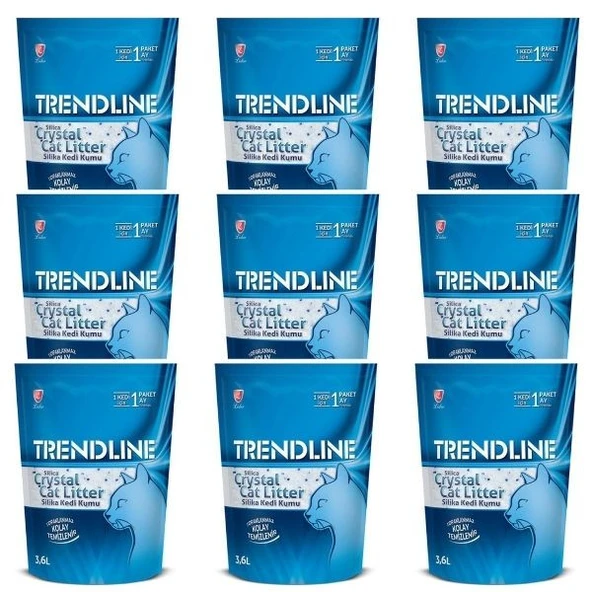 Trendline Tozsuz Silika Kristal Kedi Kumu 3,6 L x 9 Adet ürün görseli 1