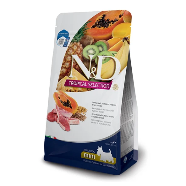 N&D Tropical Selection Kuzu Etli ve Tropikal Meyveli Mini Irk Yetişkin Köpek Maması 1,5 kg ürün görseli 1