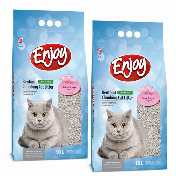 Enjoy Bebek Pudrası Kokulu Kedi Kumu 10 L x 2 Adet ürün görseli 1