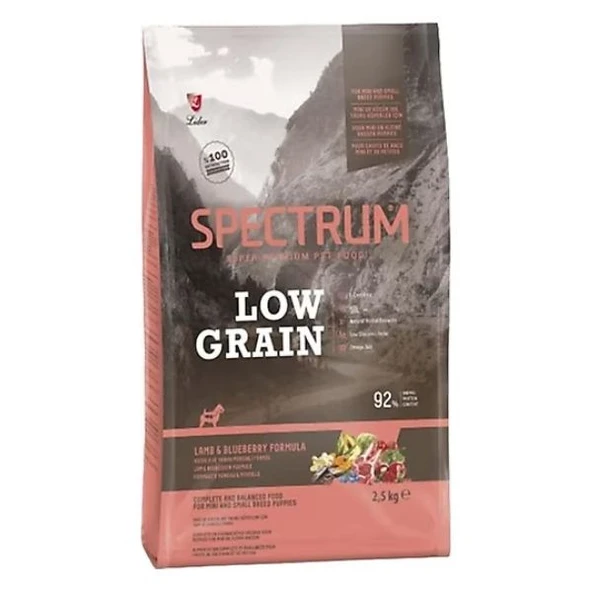 Spectrum Low Grain Kuzu Etli ve Yaban Mersinli Mini ve Küçük Irk Yavru Köpek Maması 2,5 kg ürün görseli 1