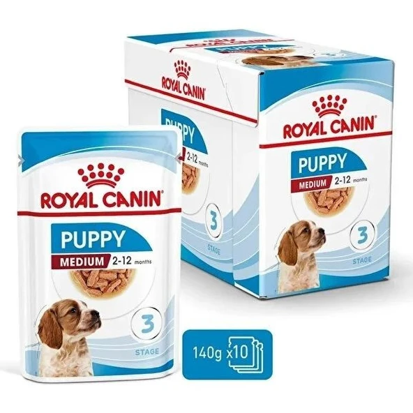 Royal Canin Medium Puppy Yavru Köpek Yaş Maması 140 gr x 10 Adet ürün görseli 1