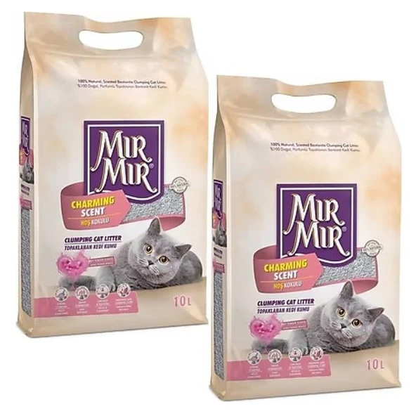 MırMır Bebek Pudrası Kokulu Kedi Kumu 10 L x 2 Adet ürün görseli 1