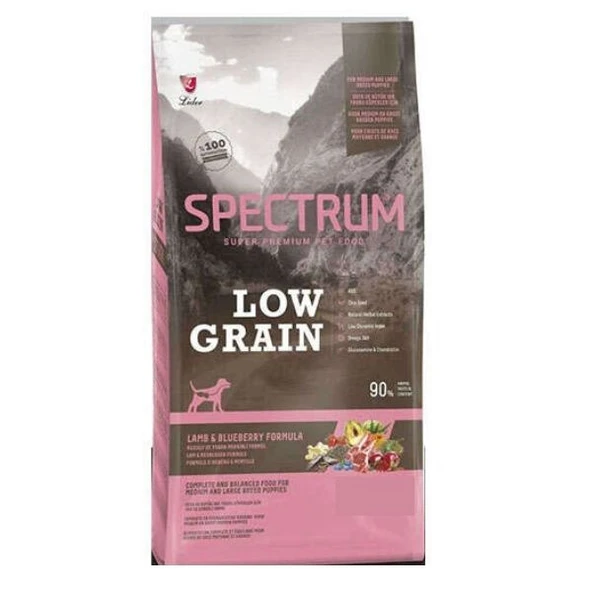 Spectrum Low Grain Kuzu Etli ve Yaban Mersinli Orta ve Büyük Irk Yavru Köpek Maması 2,5 kg ürün görseli 1