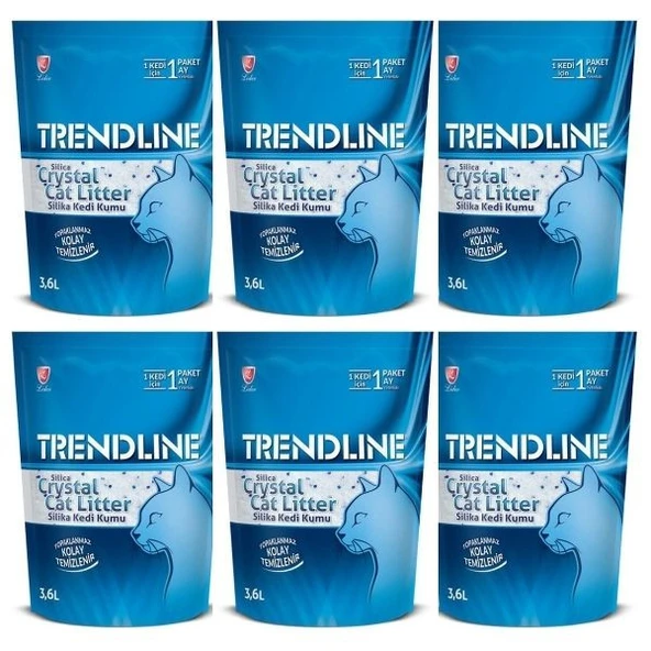Trendline Tozsuz Silika Kristal Kedi Kumu 3,6 L x 6 Adet ürün görseli 1