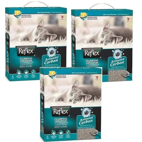 Reflex Aktif Karbonlu Kedi Kumu 6 L x 3 Adet ürün görseli 1