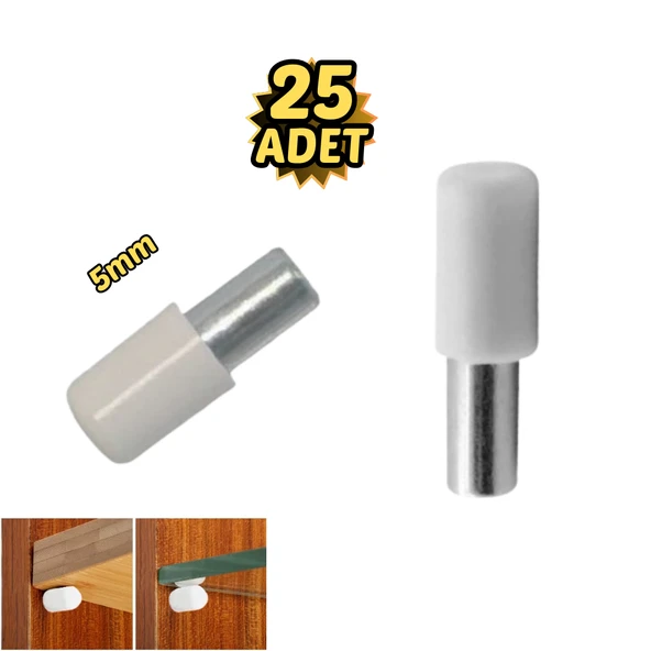 Plastik Başlı Metal Raf Pimi 5 mm Paslanmaz 25’li ürün görseli 1