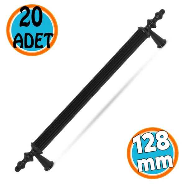 (SERT PLASTİK) 20 Adet Polavit 128 Mm Siyah Mobilya Mutfak Çekmece Dolap Dolabı Kulpu Kulbu Kulpları ürün görseli 1