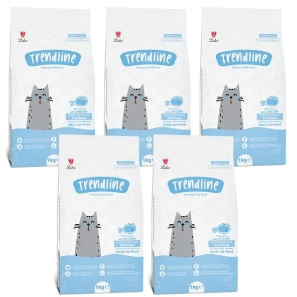 Trendline Sterilised Tavuklu Kısırlaştırılmış Kedi Maması 1 kg x 5 Adet ürün görseli 1