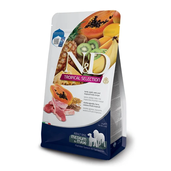 N&D Tropical Selection Kuzu Etli ve Tropikal Meyveli Orta ve Büyük Irk Yetişkin Köpek Maması 2 kg ürün görseli 1