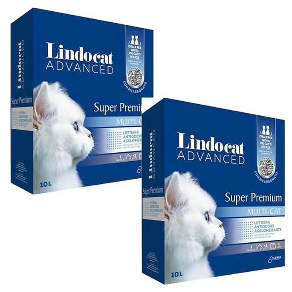 Lindocat Süper Premium Biokarbonat Multi-Cat Kedi Kumu 10 L x 2 Adet ürün görseli 1