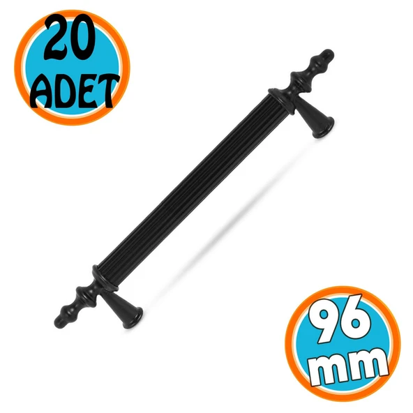 Çekmece Mutfak Dolap Mobilya Kapak Kulpu Kulbu 96 mm Siyah Sert Plastik Kulp (20 ADET) ürün görseli 1