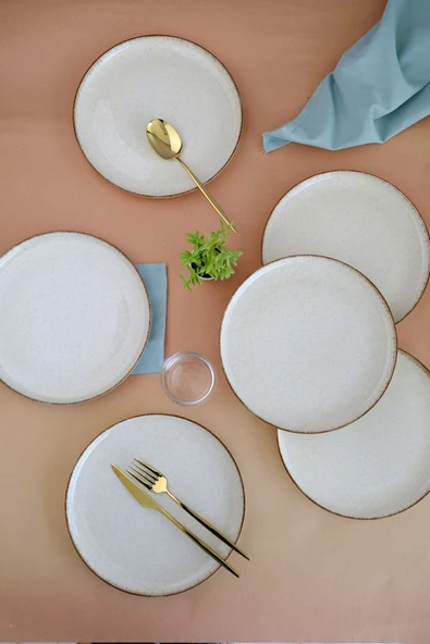 Kütahya Porselen Moderna Pasta Tabağı Tarçın 21cm 6 lı ürün görseli 1