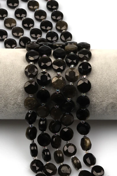 Golden Obsidyen Doğal Taş Dizi 5 x 10 mm Yassı Kesim ürün görseli 1