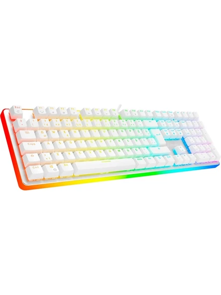 GameBooster G918 Fire Storm RGB Blue Switch Kablolu Mekanik Oyuncu Klavyesi Beyaz ürün görseli 1