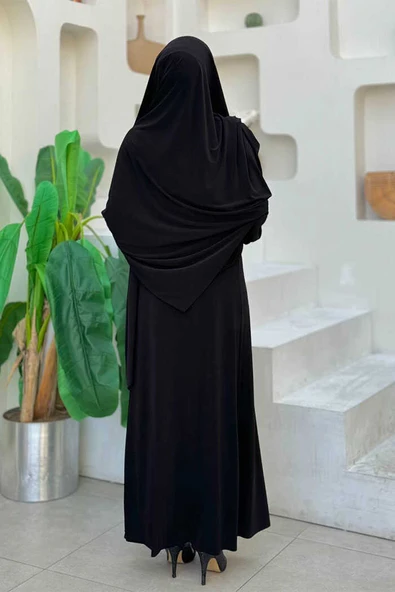 Şallı Drape Detaylı Sandy Elbise 3922 Siyah - Resim 2