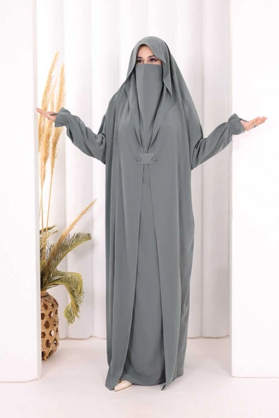 Medine Kendinden Peçeli Sufleli Cilbab 6032 Mint ürün görseli 1