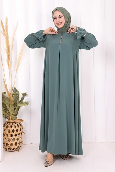 Taş Detaylı Elbise 6033 Mint ürün görseli 1