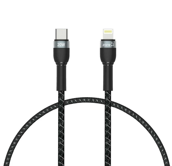 Type-C to Lightning PD Dayanıklı File Örgü Hızlı Şarj Kablo 30cm ürün görseli 1