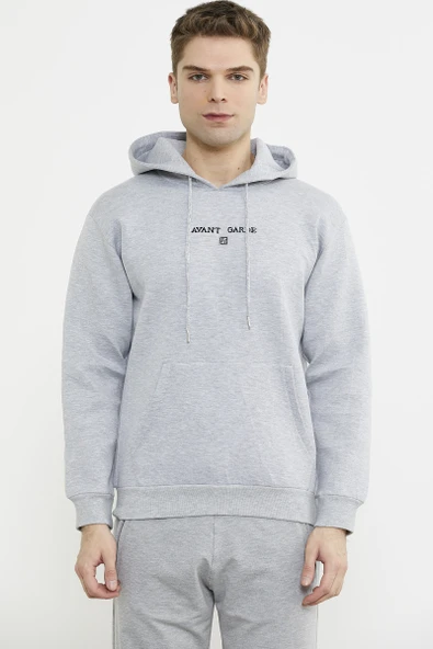 Oversize Kapüşonlu Sweatshirt - Gri ürün görseli 1