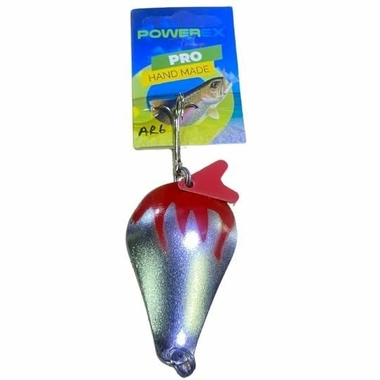 Turna Kaşığı 30 Gram Armut Model Gümüş Kırmızı Parlak Pike 30 Gr. 6,5 Cm. Metal Kaşık Sahte Yem Turna Kaşığı AR6 ürün görseli 1