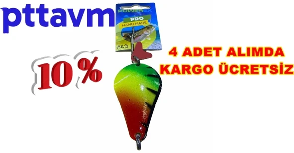 Turna Kaşığı 30 Gram Armut Model Gökkuşağı Glow Pike 30 Gr. 6,5 Cm. Metal Kaşık Sahte Yem Turna Kaşığı AR9 ürün görseli 1
