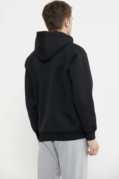 Oversize Kapüşonlu Sweatshirt - Siyah - Resim 5