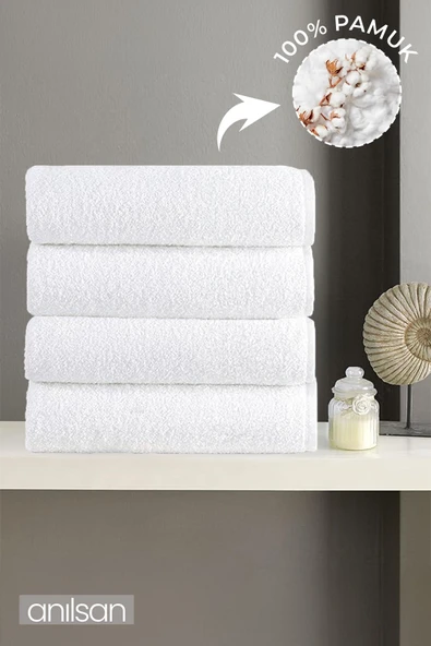 4'lü Beyaz El Havlusu - 50x90 Cm, 225 Gr, %100 Pamuk, Spa Ve Otel Havlusu ürün görseli 1