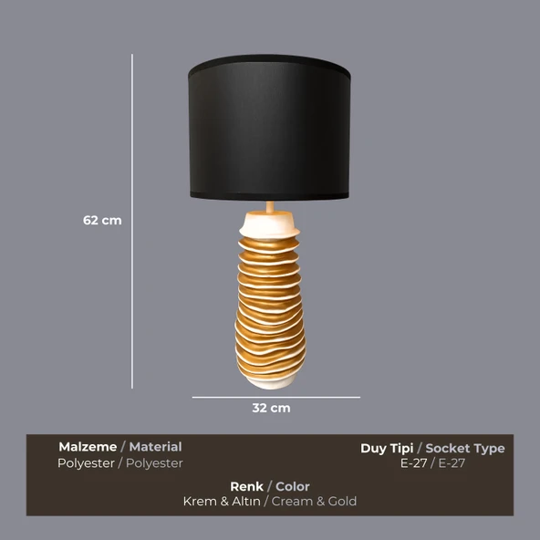 Opulence Krem Gold Abajur - Resim 3