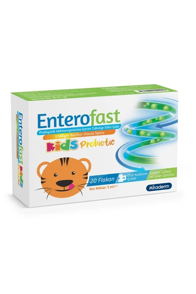 Miraderm Enterofast Kids Probiotic 20 Flakon ürün görseli 1
