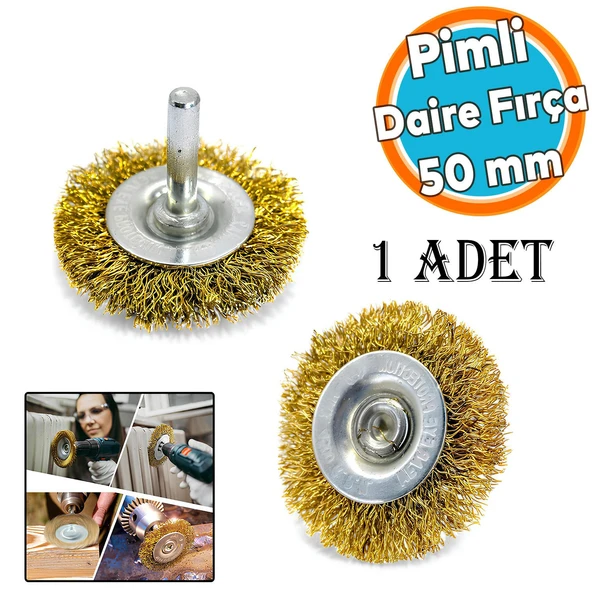 Boya Kurum Pas Zımparalama Kazıma Temizleme Fırçası Pimli Çanak Daire Tel Fırça Matkap Uyumlu 50 mm ürün görseli 1