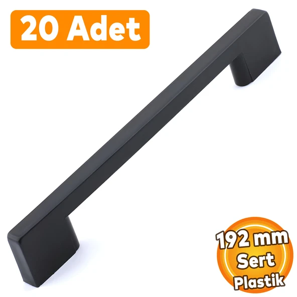 (SERT PLASTİK) 20 Adet Köprü 192 Mm Siyah Mobilya Mutfak Çekmece Dolabı Dolap Kulbu Kulpu Kulpları ürün görseli 1