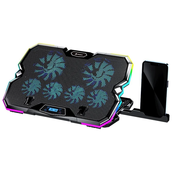 GameBooster GB-NS10 Hurricane RGB 6 Fanlı Fan/RGB Kontrollü 2x USB USB 2.0 Portlu 17" Notebook Soğutucu ürün görseli 1