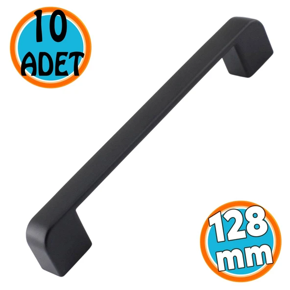 Mobilya Banyo Mutfak Dolabı Çekmece Dolap Kapak Kulpu Kulbu Siyah 128 mm Metal Kulp 10 Adet ürün görseli 1